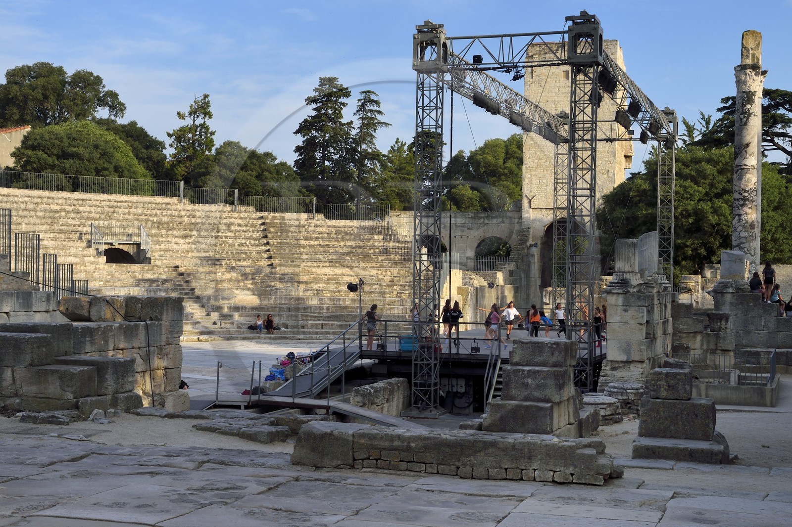 France, Bouches du Rhone, Arles, the Roman theater 1st century BC, listed as World Heritage by UNESCO