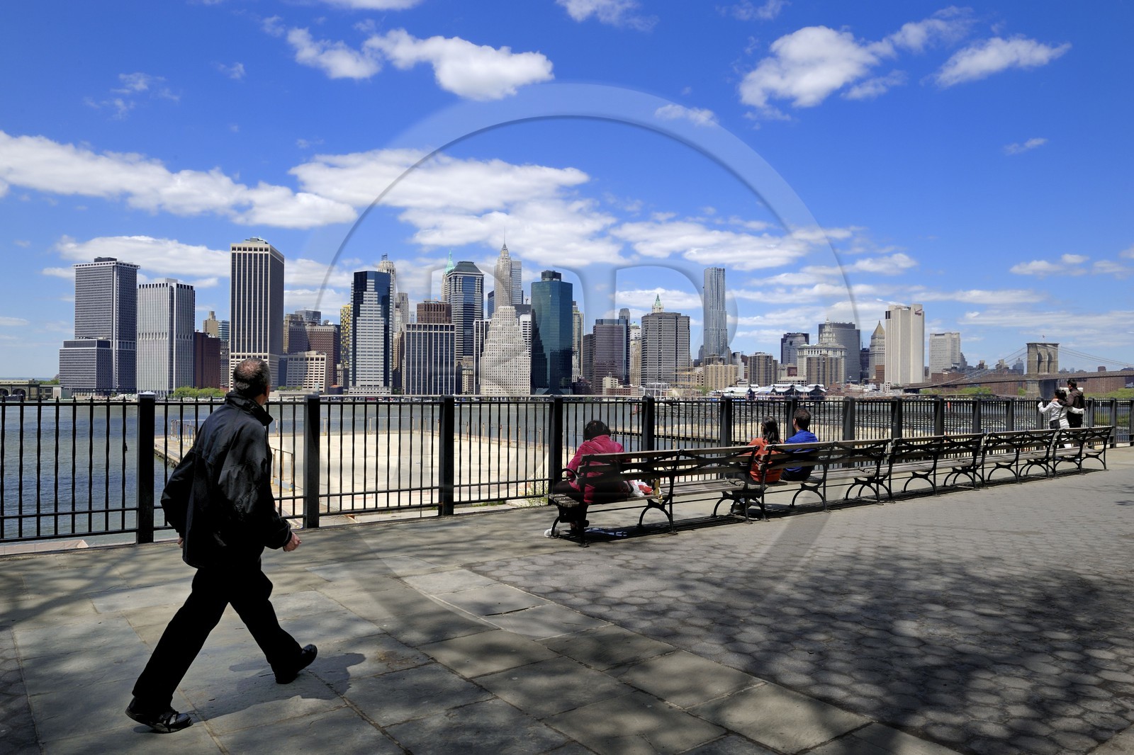 Etats-Unis, New York, Downtown Manhattan vue de la promenade à  Brooklyn