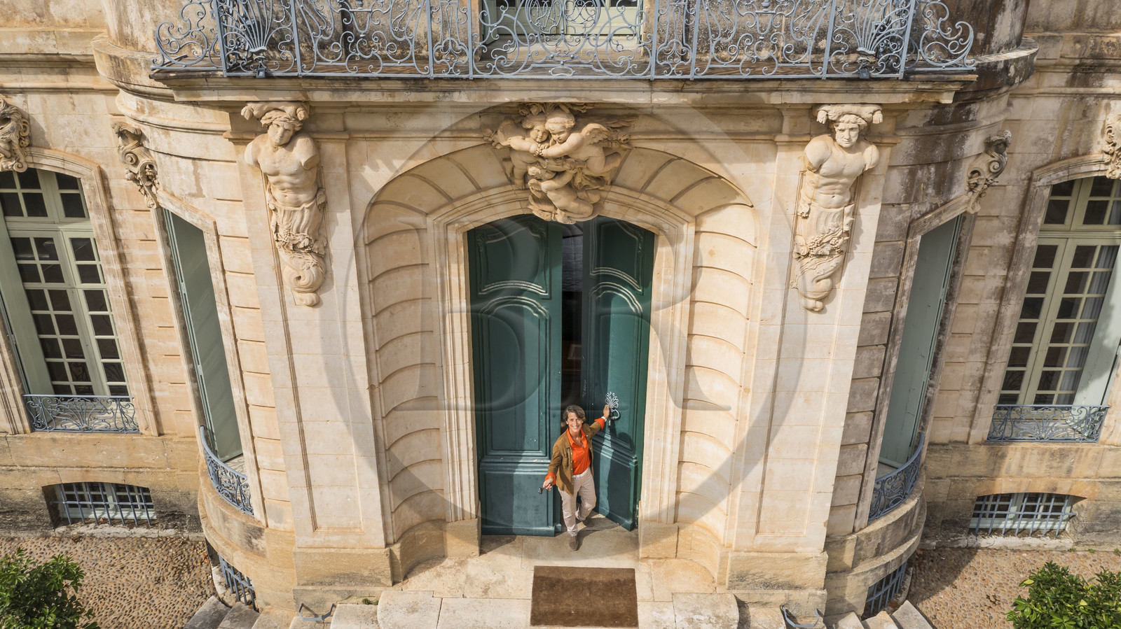 France, Herault, Lavérune, Chateau de l'Engarran, private mansion from the second half of the 18th century called Montpellier Folie, winemaker and owner Diane Losfelt (aerial view)