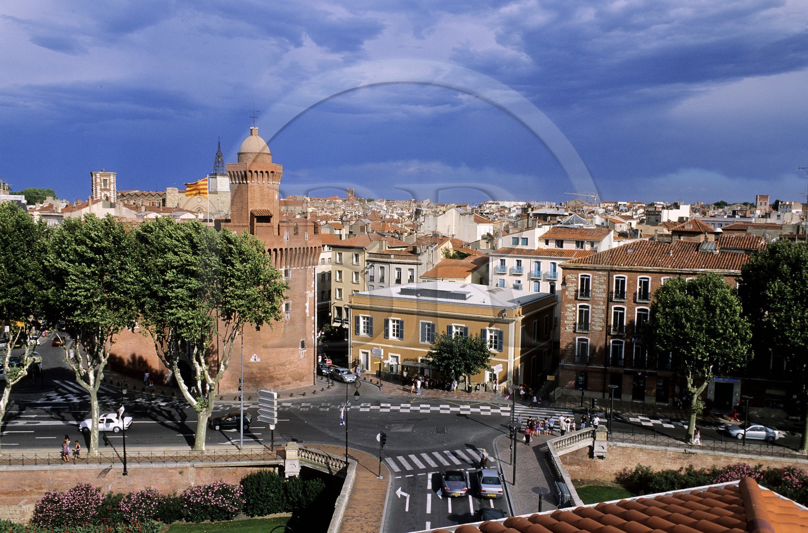 France, Pyrenees Orientales, Perpignan, Castillet, part of the old walls