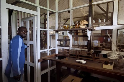 Gabon, Moyen-Ogooue Province, Lambaréné, the former Albert Schweitzer Hospital now a museum, the Grand Pharmacy (polyclinic), laboratory of Rhena Schweitzer-Miller, daughter of Dr. Schweitzer