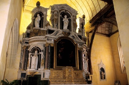 France, Mayenne, Chateau Gontier, retable in Bazouges church