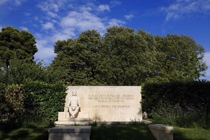 France, Herault, Beziers, landscaped parc of the Plateau des Poetes memorial tribute to Jean Moulin