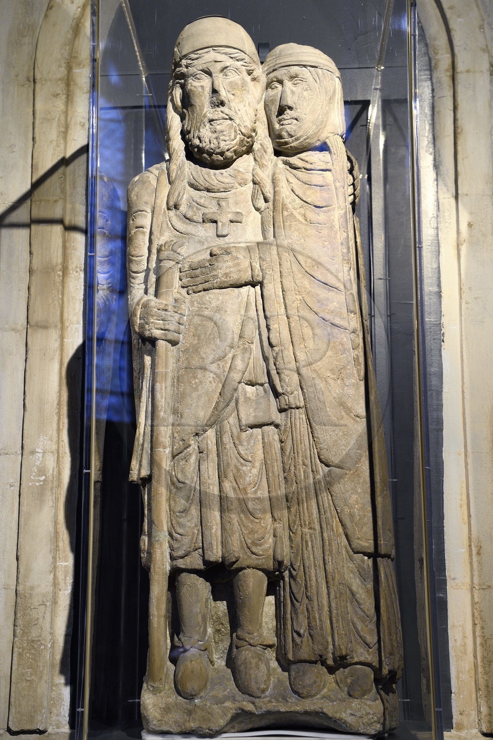 France, Meurthe-et-Moselle (54), Nancy, le Palais Ducal (Palais des Ducs de Lorraine) et musée lorrain, église des Cordeliers, sculpture en grès le Retour du Croisé de la fin du XIIème siècle