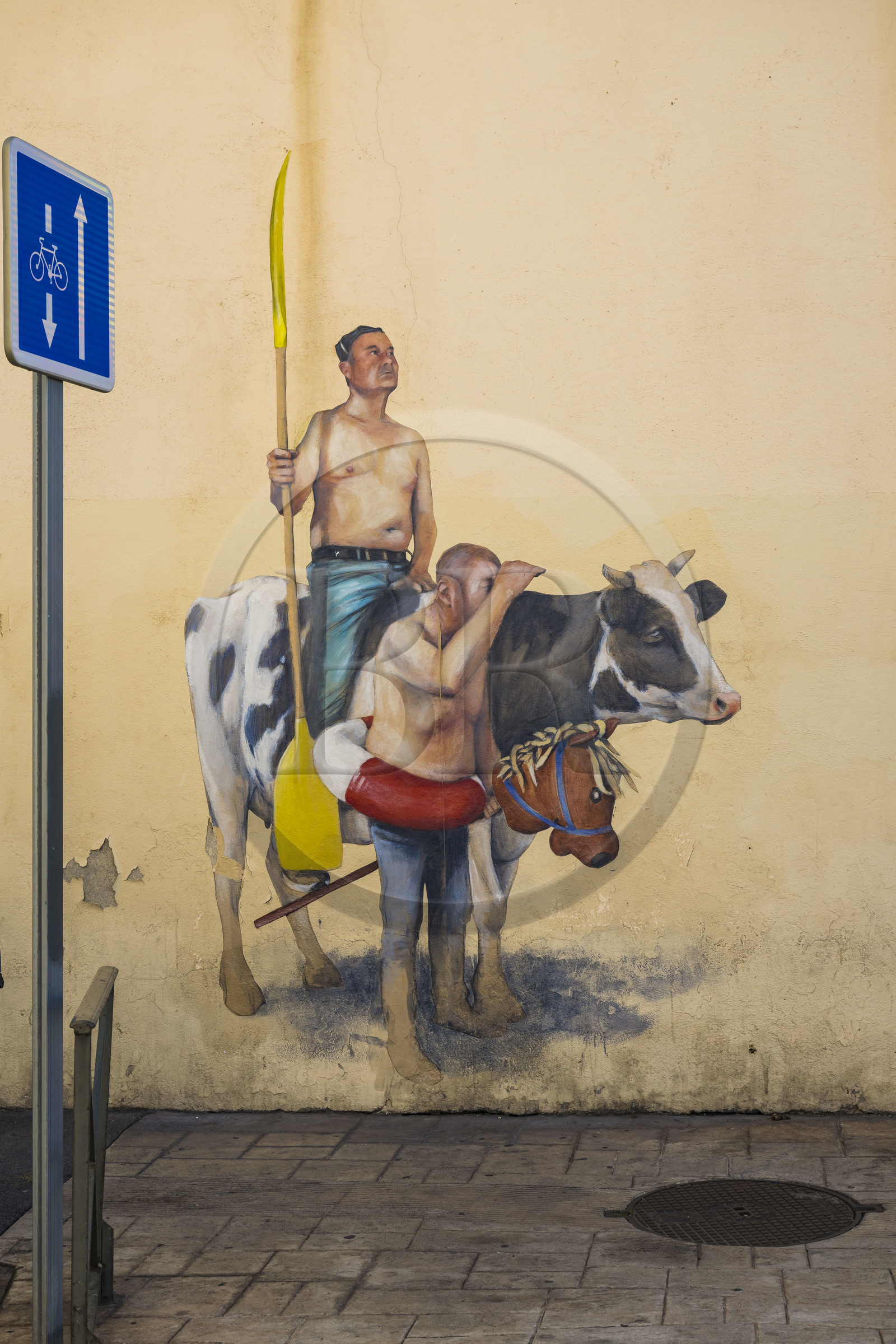 France, Hérault (34), Sète, fresque murale qui fait parti du MACO - Musée à ciel ouvert, peinture murale réalisée par l'artiste Philippe Hérard rue Pierre Semard