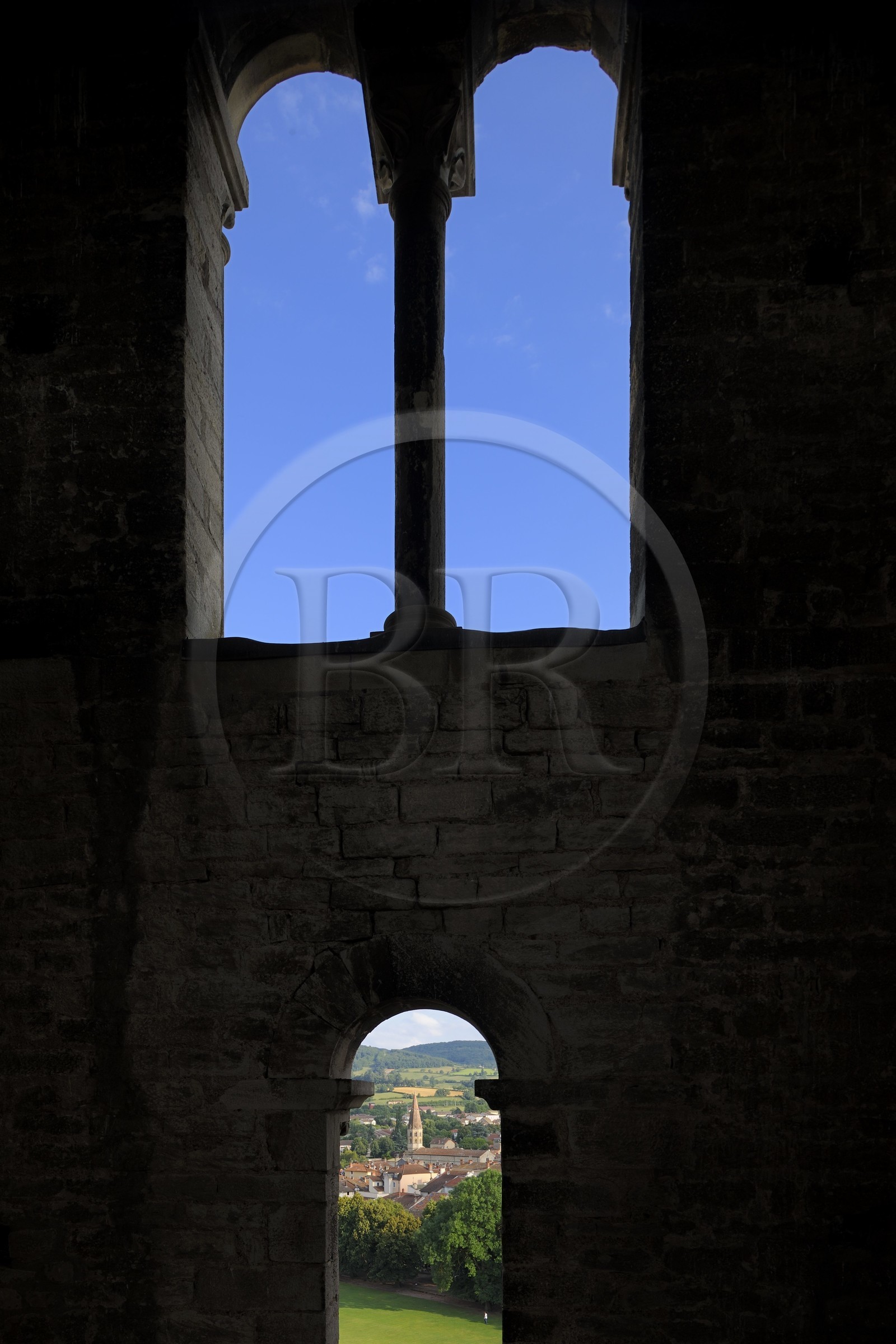 France, Saône et Loire (71), Cluny, église Saint-Marcel depuis le clocher de l'eau bénite dans l'ancienne abbaye