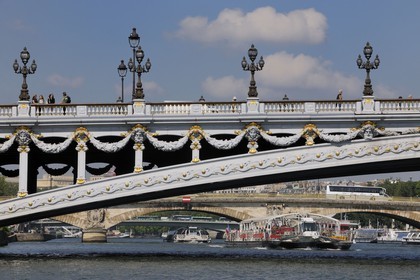 France, Paris, the banks of the Seine river listed as World Heritage by UNESCO, the Pont Alexandre III (bridge Alexander the Third)