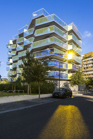 France, Herault, Montpellier, Port Marianne district, the banks of the Lez, the Koh-I-Noor residence designed by architect Bernard Bühler