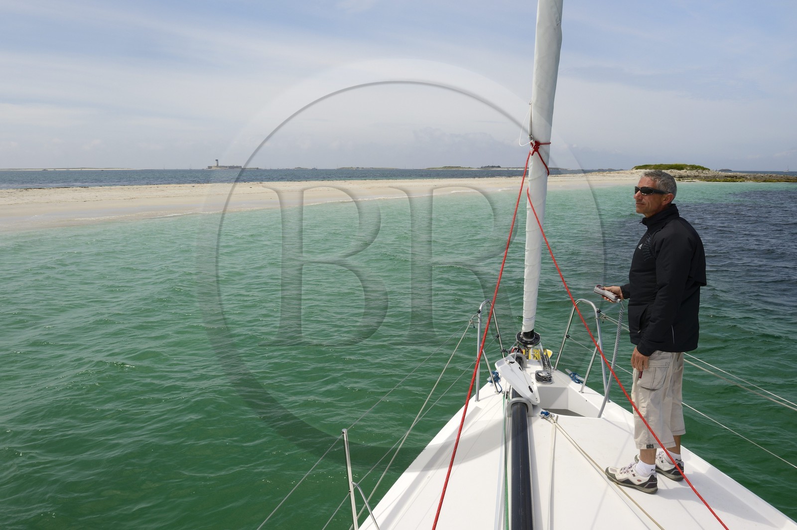 France, Finistère (29), La Foret Fouesnant, archipel des Glénan, la banc de sable fin de l'Ile de Guiriden