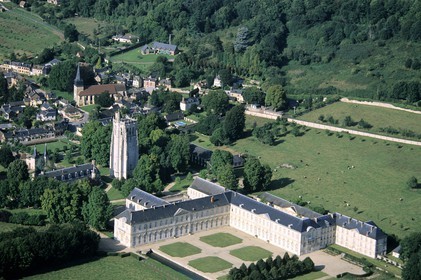 France, Eure, Notre Dame du Bec Helloin abbey (aerial view)