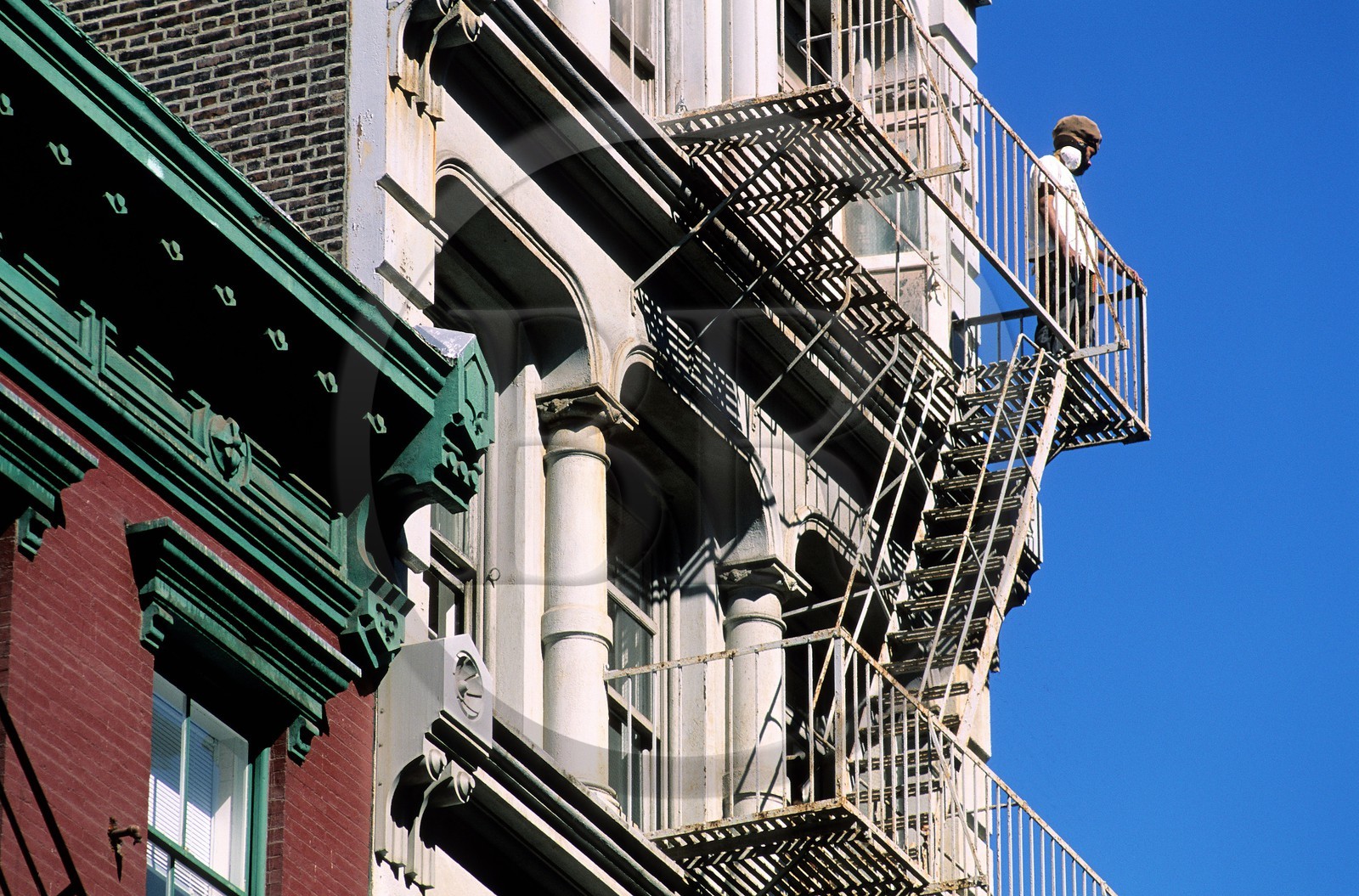 United States, New York City, Manhattan, fire staircase of a casting building