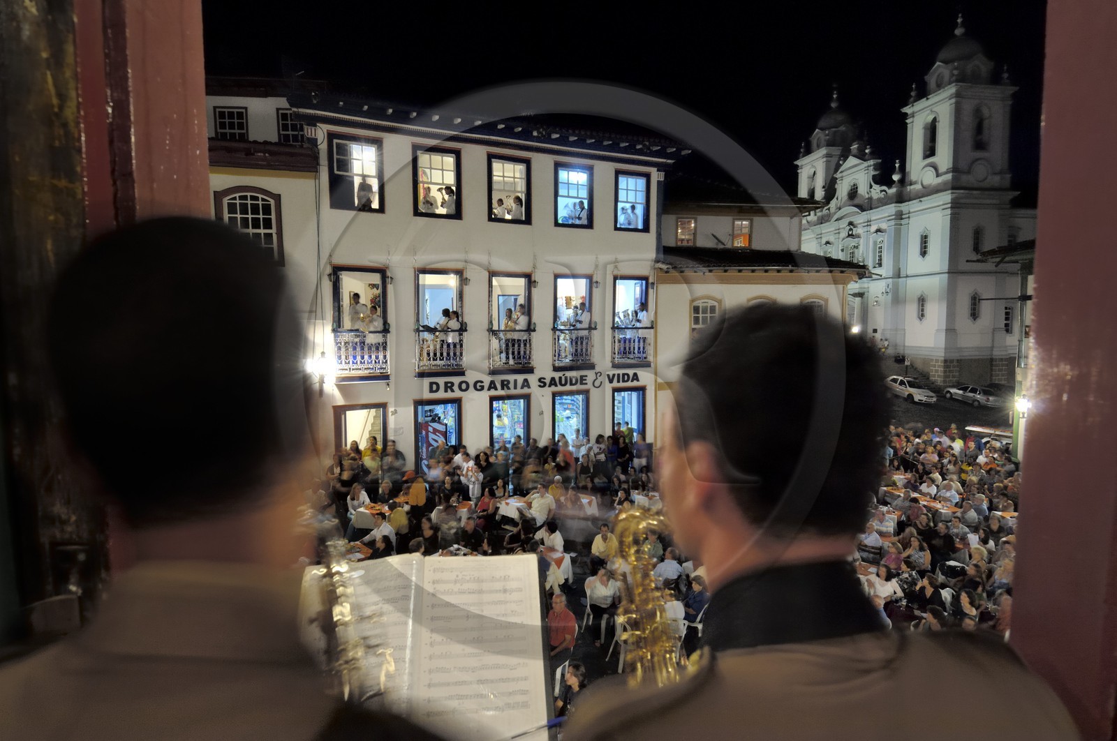 Brazil, Minas Gerais state, Diamantina, historical center listed as World Heritage by UNESCO, two town orchestras play at windows overlooking the square twice a month (Gold Route, Estrada Real)
