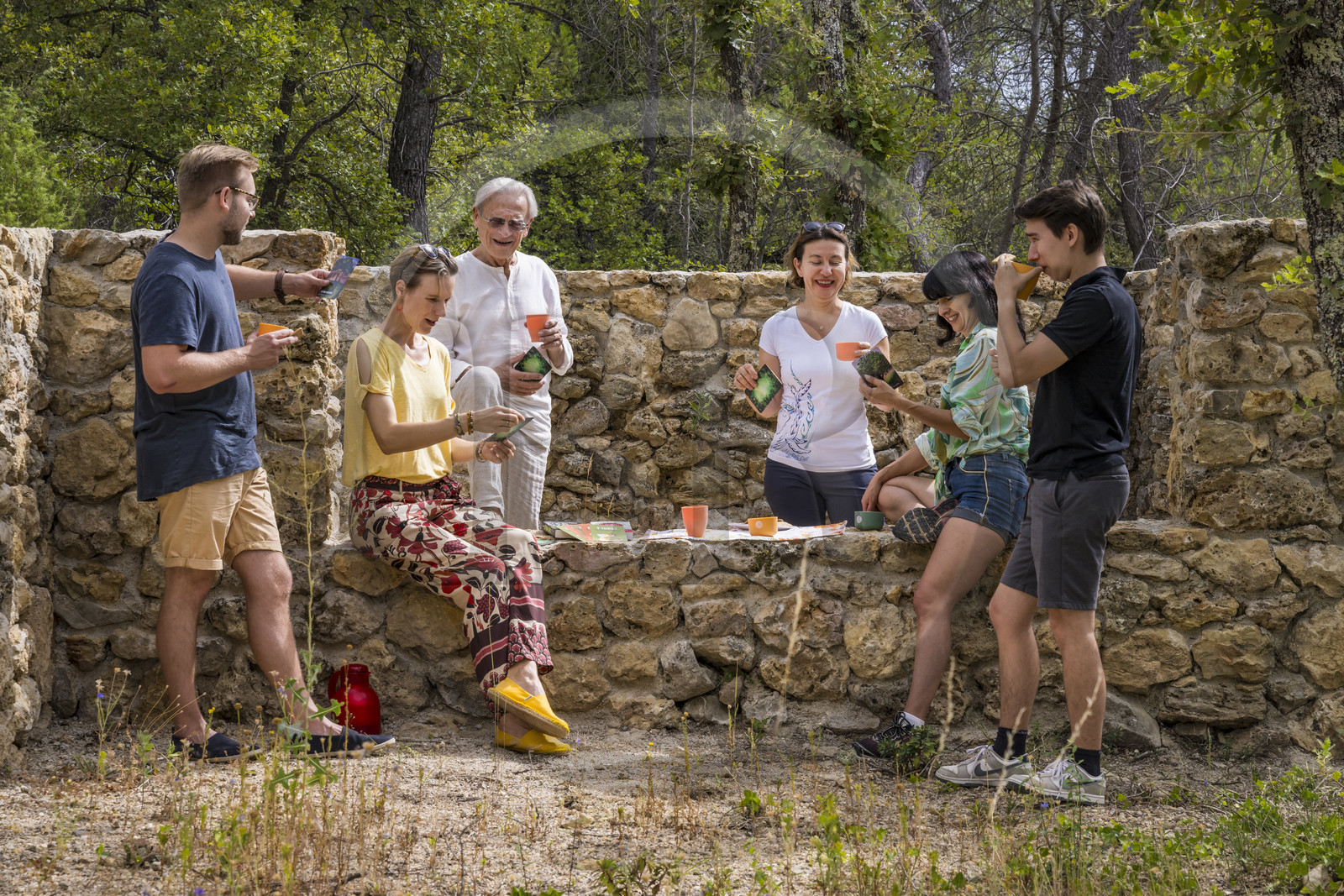 France, Var (83), Provence Verte, Bras, Académie du Bain de Forêt Provençale, forêt du domaine Le Peyrourier - une campagne en Provence, Constanze Coisne guide le Shinrin Yoku