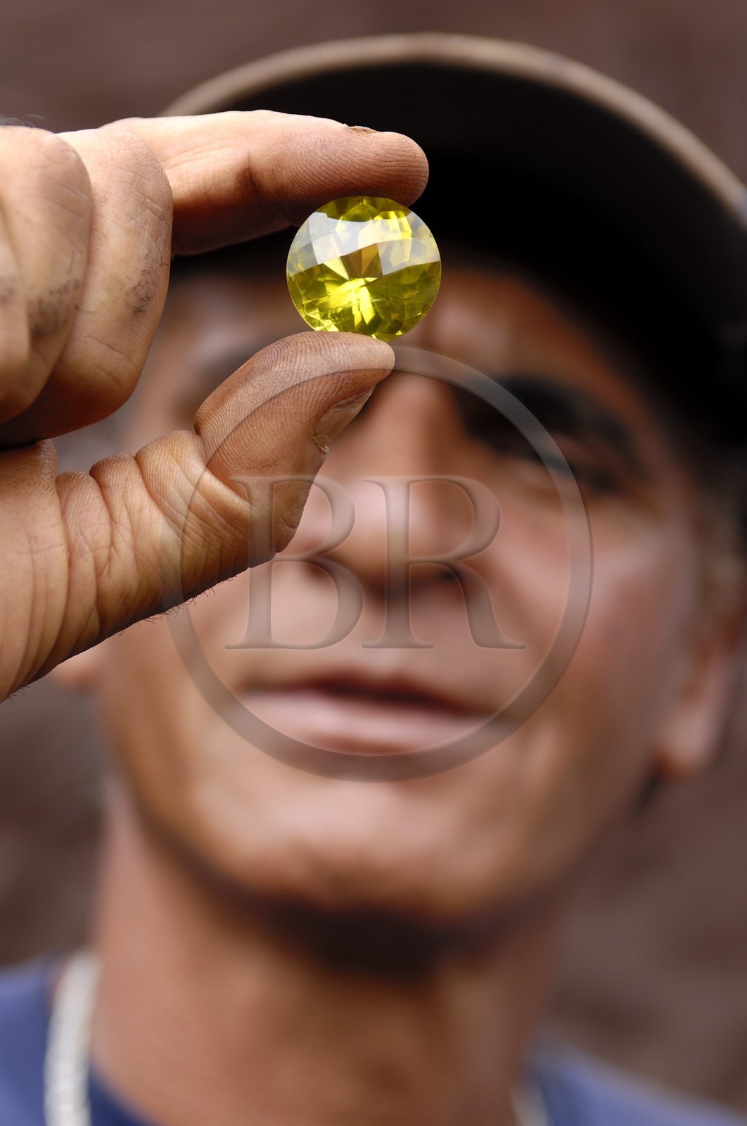 Brazil, Minas Gerais state, Ouro Preto area, open-air mine, warmed green gold quarz (Gold Route, Estrada Real)