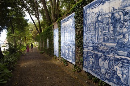 Portugal, Madeira Island, Funchal, the Monte Palace tropical garden, collection of azulejos (15th-20th centuries)