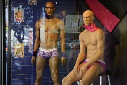 Etats-Unis, Californie, San Francisco, vitrine de magasin homosexuel dans Castro street artère principale du gay district
