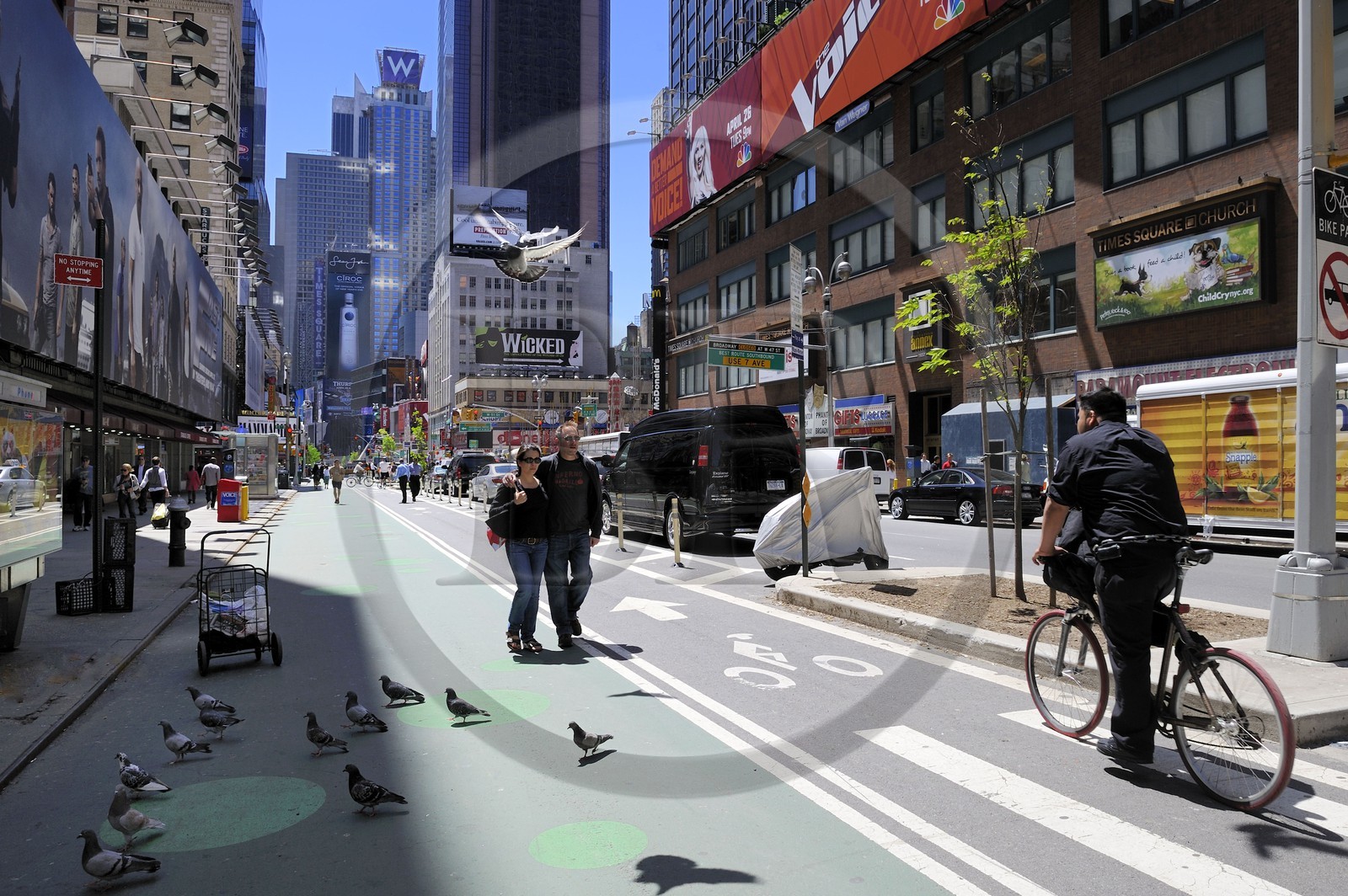 Etats-Unis, New York, Manhattan, Midtown, Times Square à la 53rd Street, partie piétonne et cycliste de Broadway