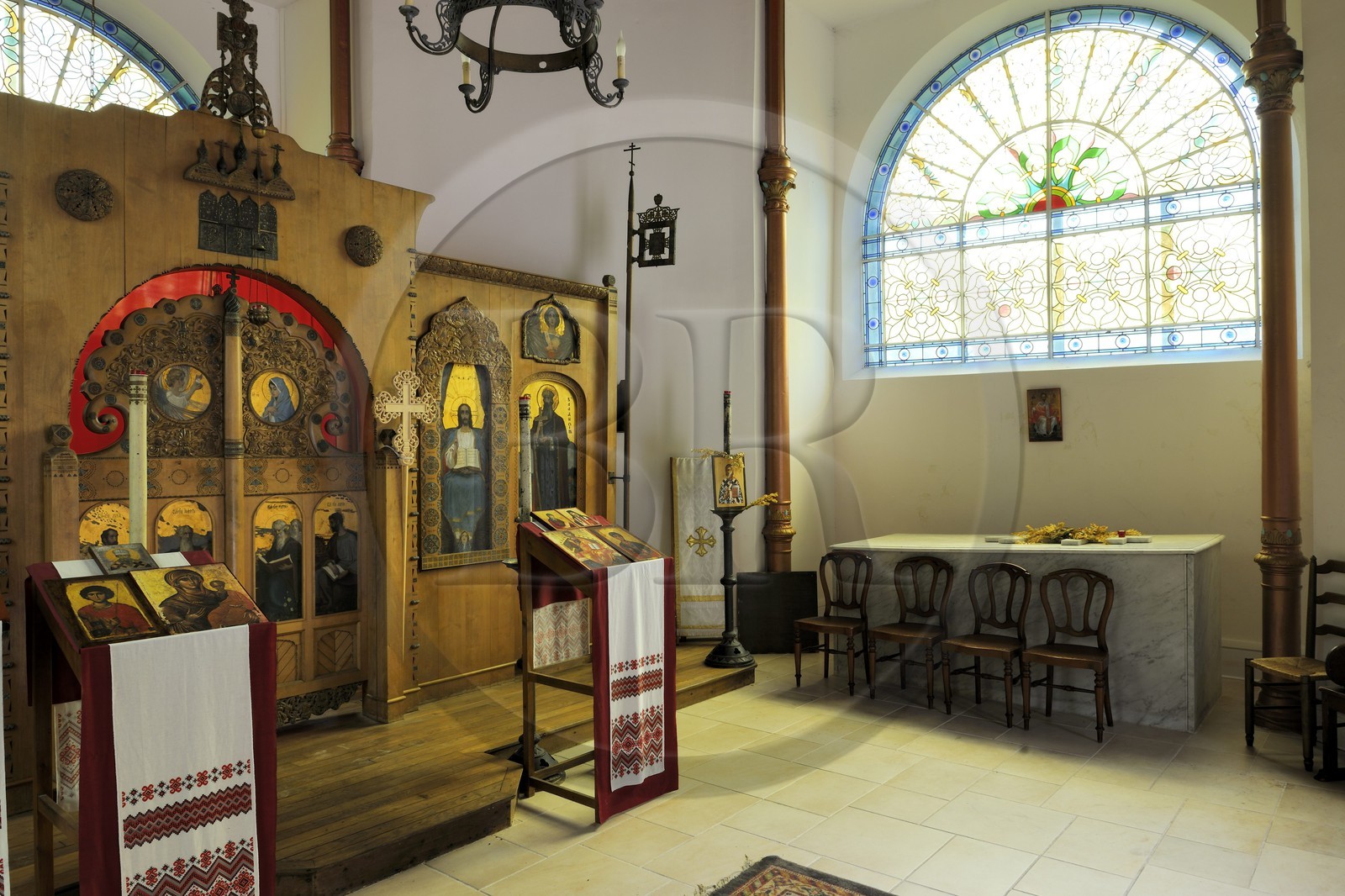 France, Vosges (88), Station thermale de Contrexéville, la chapelle orthodoxe dans le parc où sont inhummé la grande duchesse Wladimir et son fils