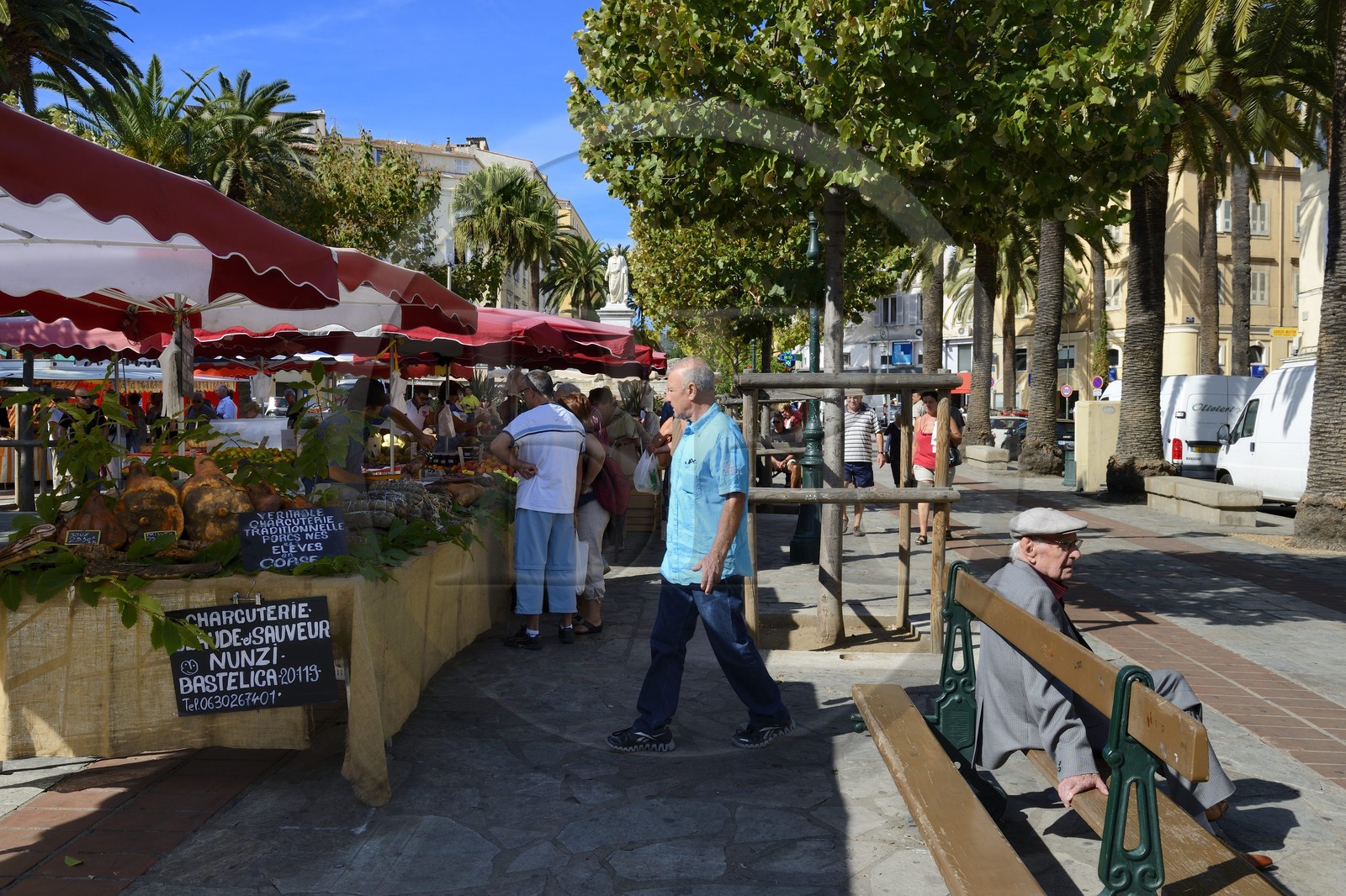 France, Corse du Sud, Ajaccio, corsican ham on the market place Foch