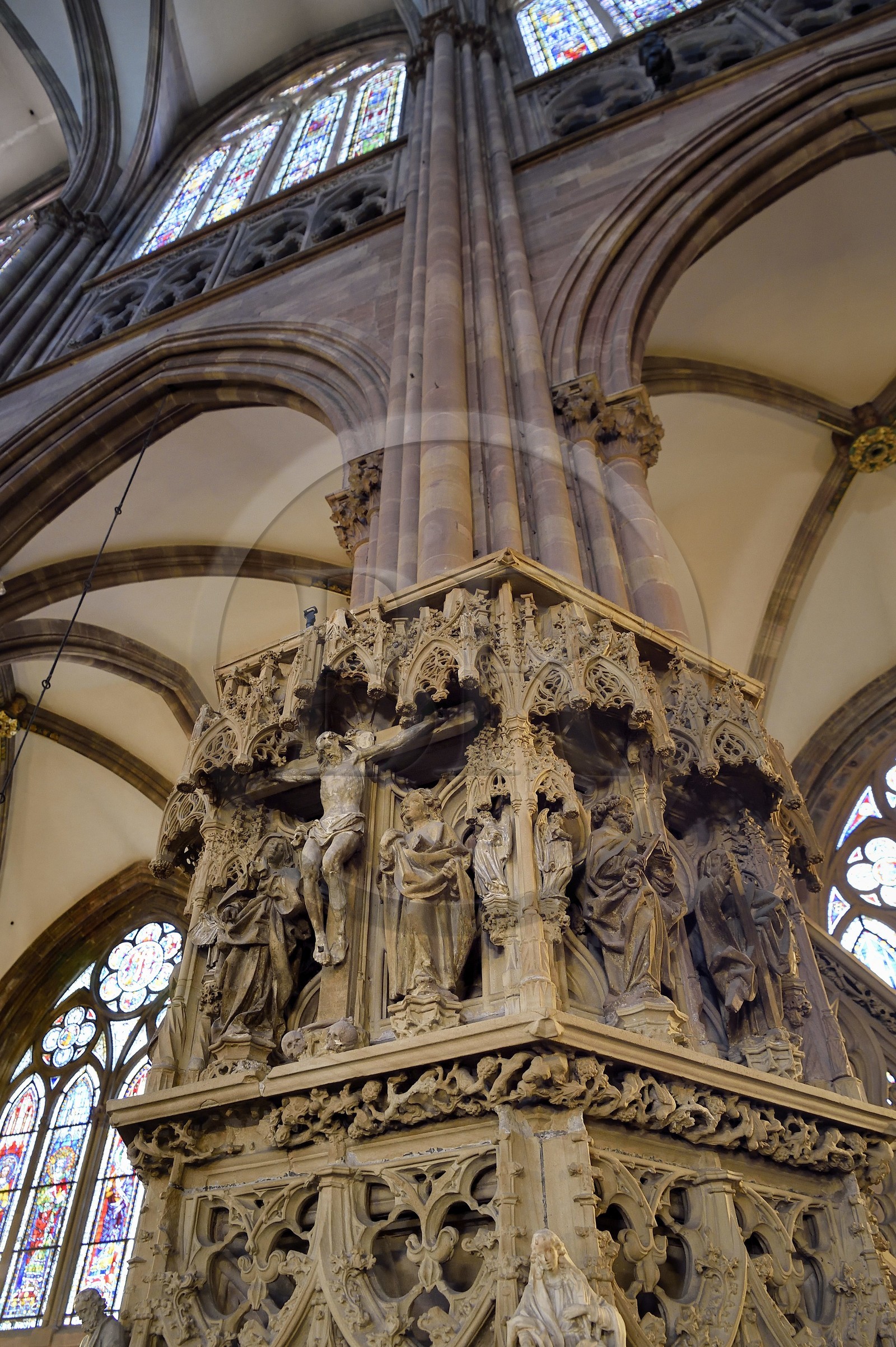 France, Bas Rhin, Strasbourg, old town listed as World Heritage by UNESCO, Notre Dame Cathedral, the pulpit of the great preacher Geiler of Kaysersberg by sculptor Hans Hammer in 1485