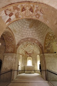 France, Loir et Cher, Montoire sur le Loir, Saint Gilles Chapel, Romanesque frescos from the eleventh to the thirteenth century