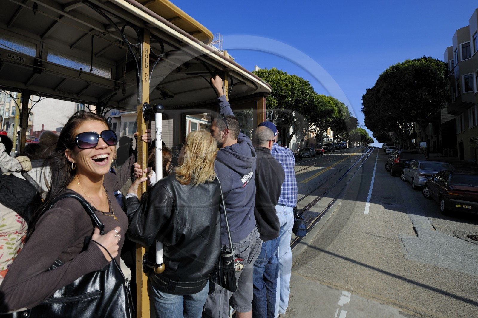 Etats-Unis, Californie, San Francisco, quartier de Russian Hill, cable car dans Hyde street
