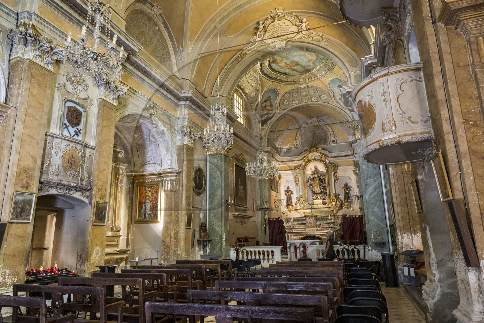 France, Alpes-Maritimes, the hilltop village of Eze, Baroque Church of Our Lady of the Assumption (18th century)