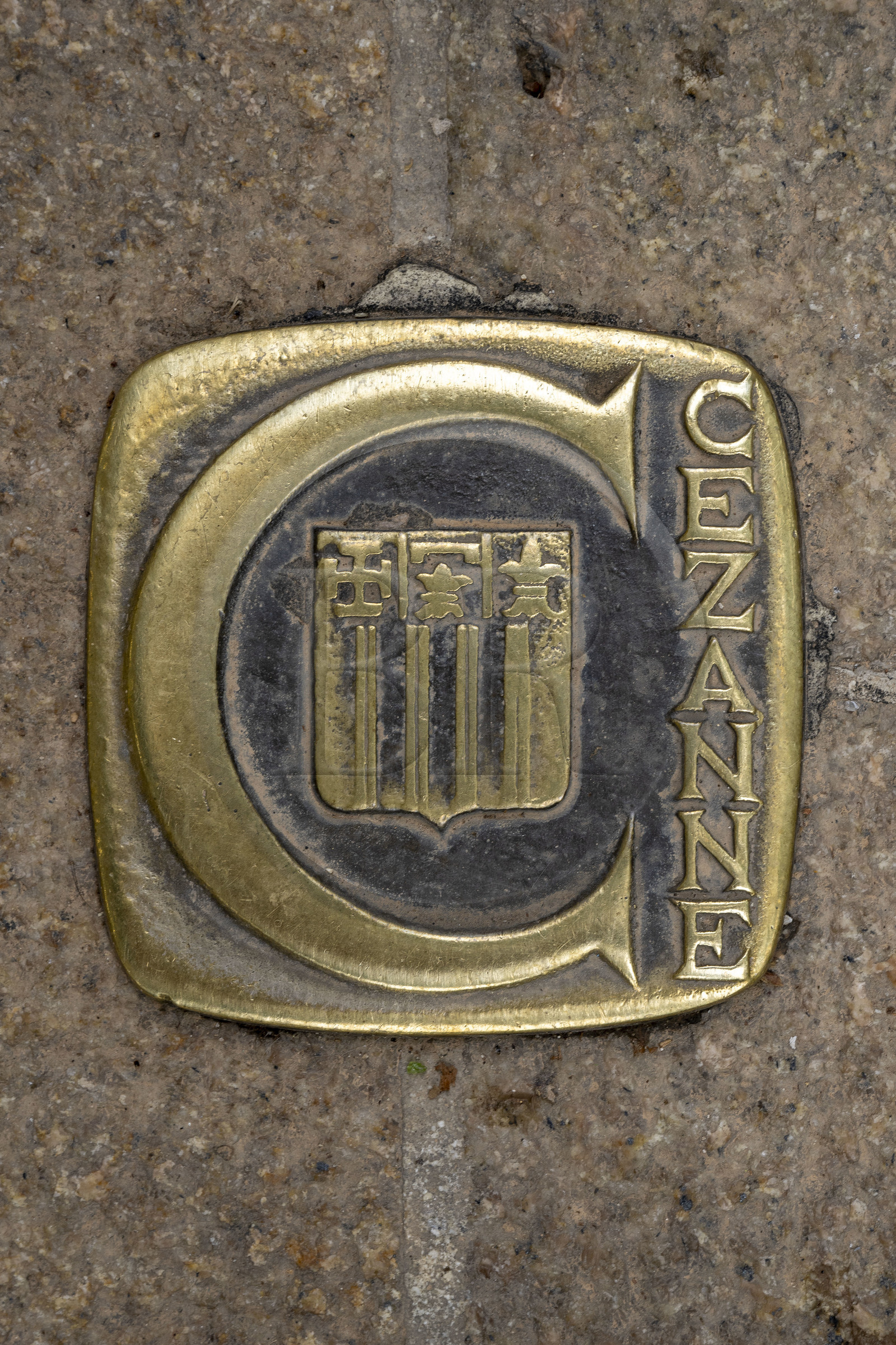 France, Bouches du Rhone, Aix en Provence, one of the nails stamped C which retrace the life of Paul Cezanne in Aix by offering a route