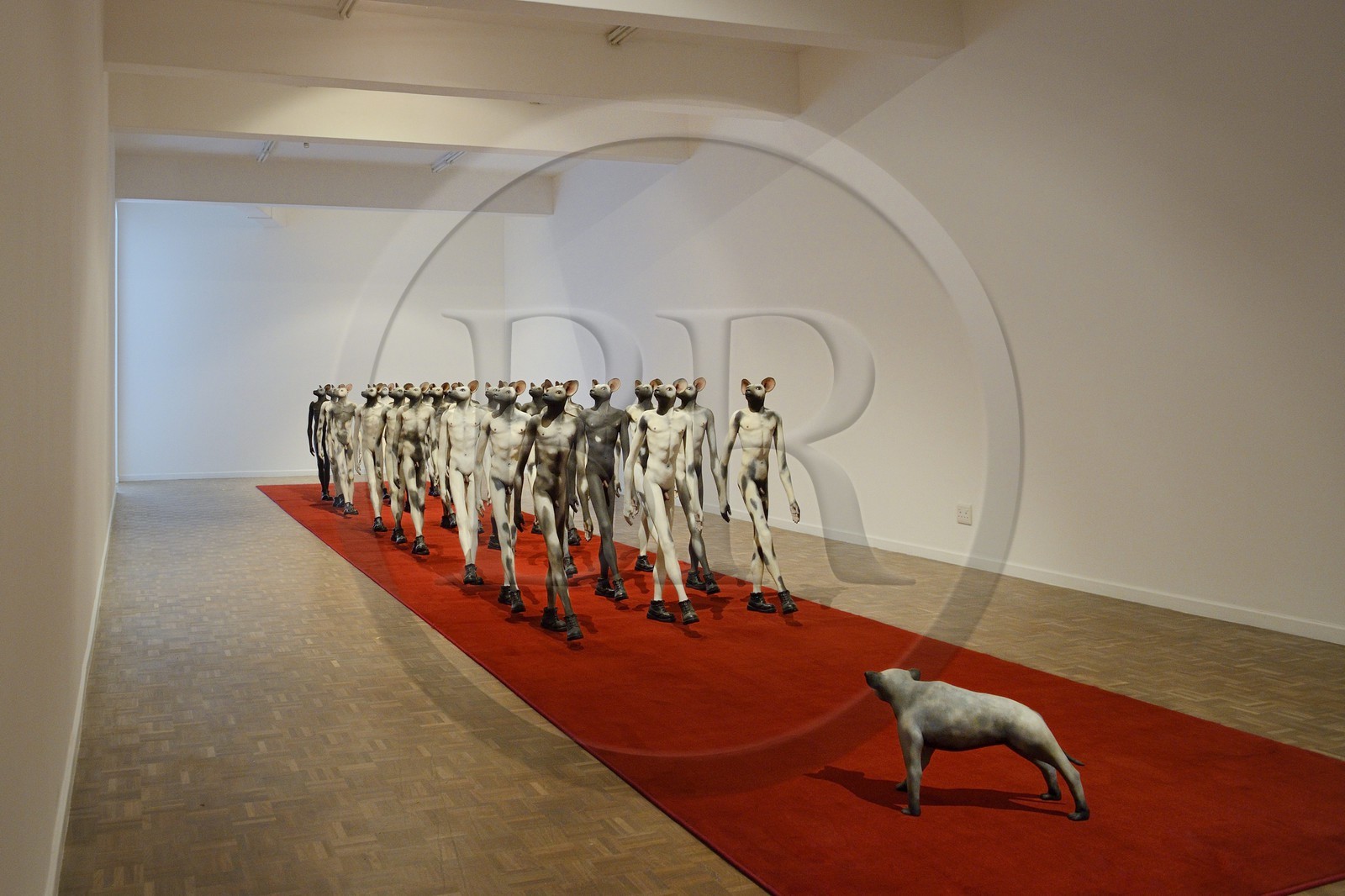 South Africa, Gauteng Province, Johannesburg, Braamfontein district, Stevenson contemporary art gallery, Infantry with beast (2008-10) artwork by south-african artist Jane Alexander