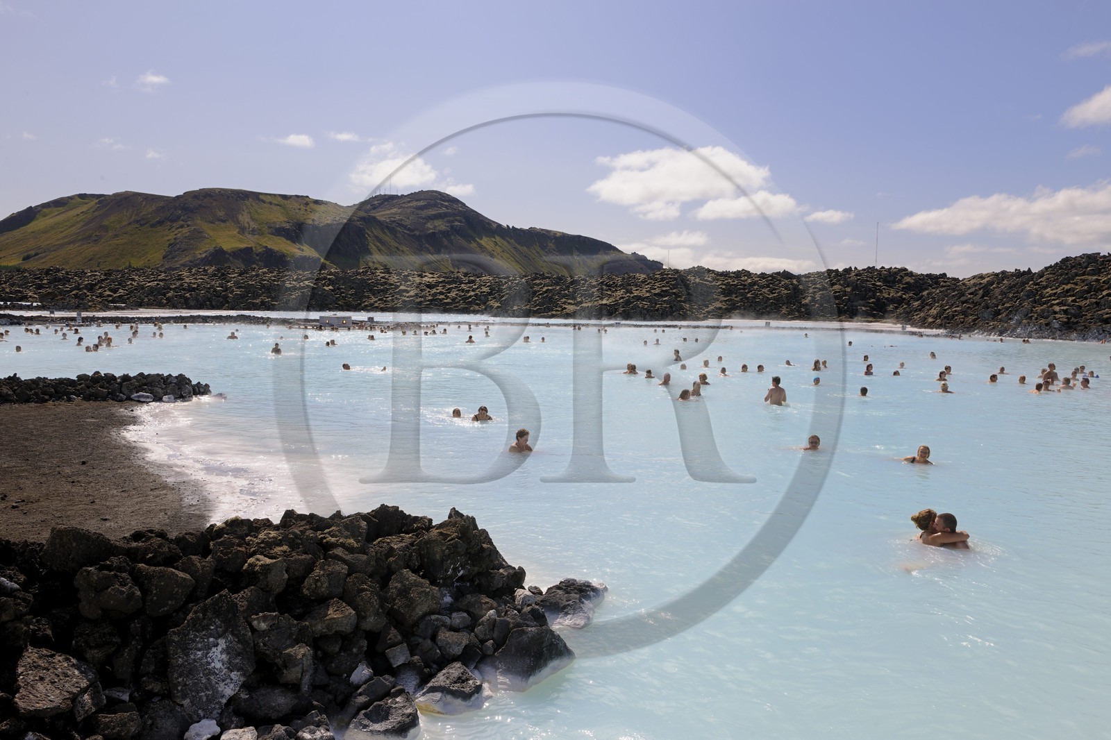 Islande, Grindavik, baignade au Blue Lagoon (Usine géothermique)