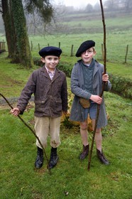 France, Eure, Sainte Colombe prés Vernon, Allied Reconstitution Group (US World War 2 and french Maquis historical reconstruction Association), children dressed as in the 1940s