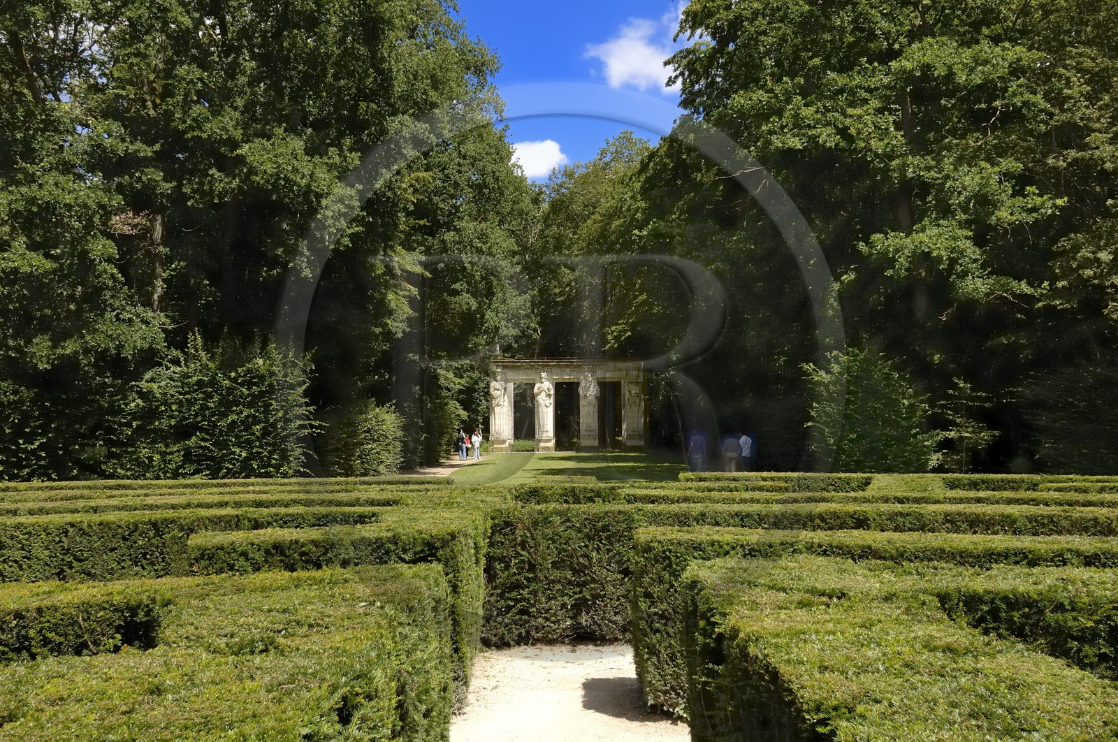 France, Indre-et-Loire (37), château de Chenonceau édifié de 1513 à 1521 de style Renaissance, le labyrinthe dans le parc