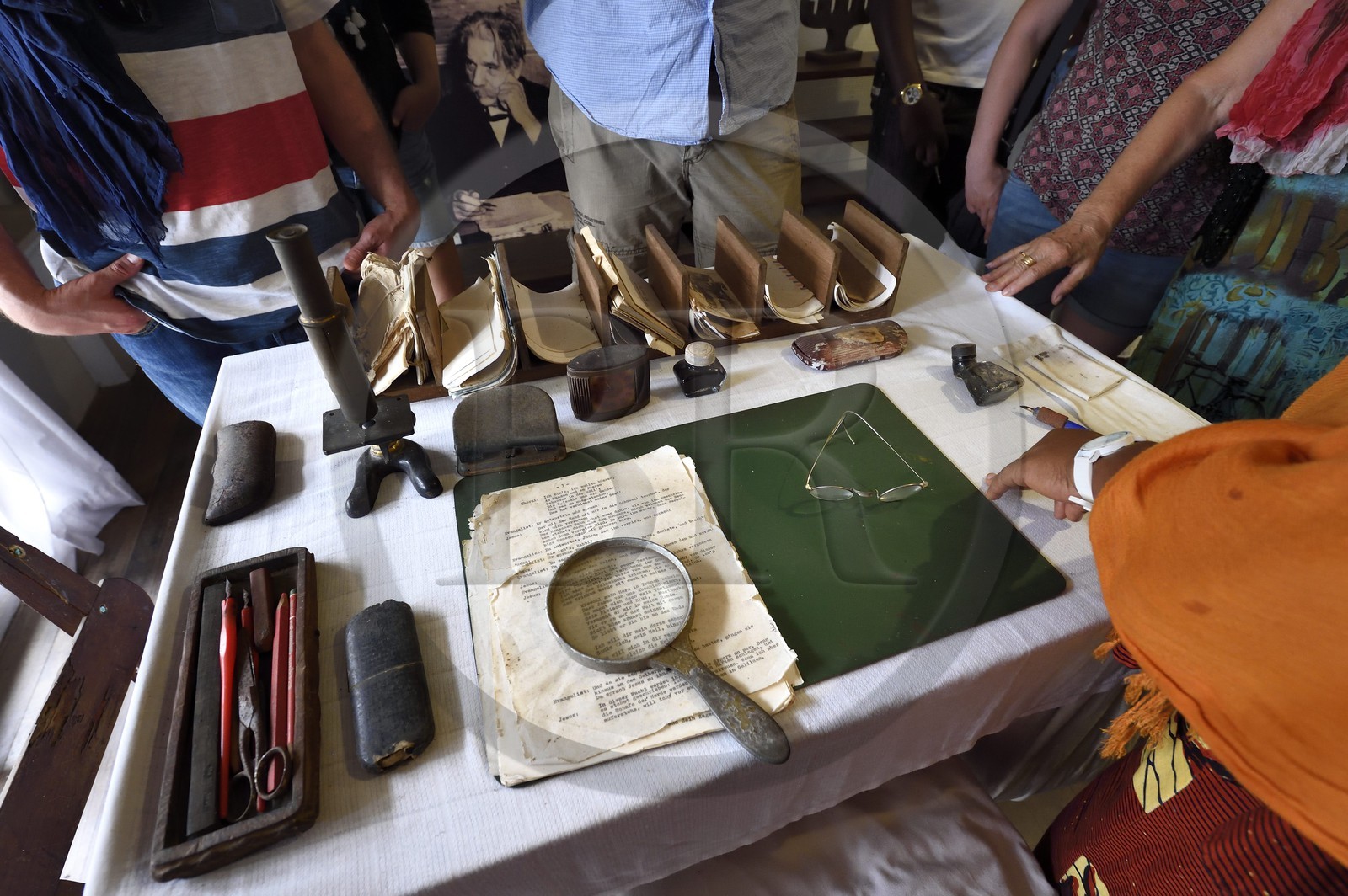 Gabon, Province du Moyen-Ogooué, Lambaréné, l'ancien Hopital Albert Schweitzer devenu musée, le bureau privé d'Albert Schweitzer tel qu'il était le jour de son décès
