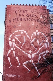 France, Paris, wall fresco by Mesnager in the Menilmontant district