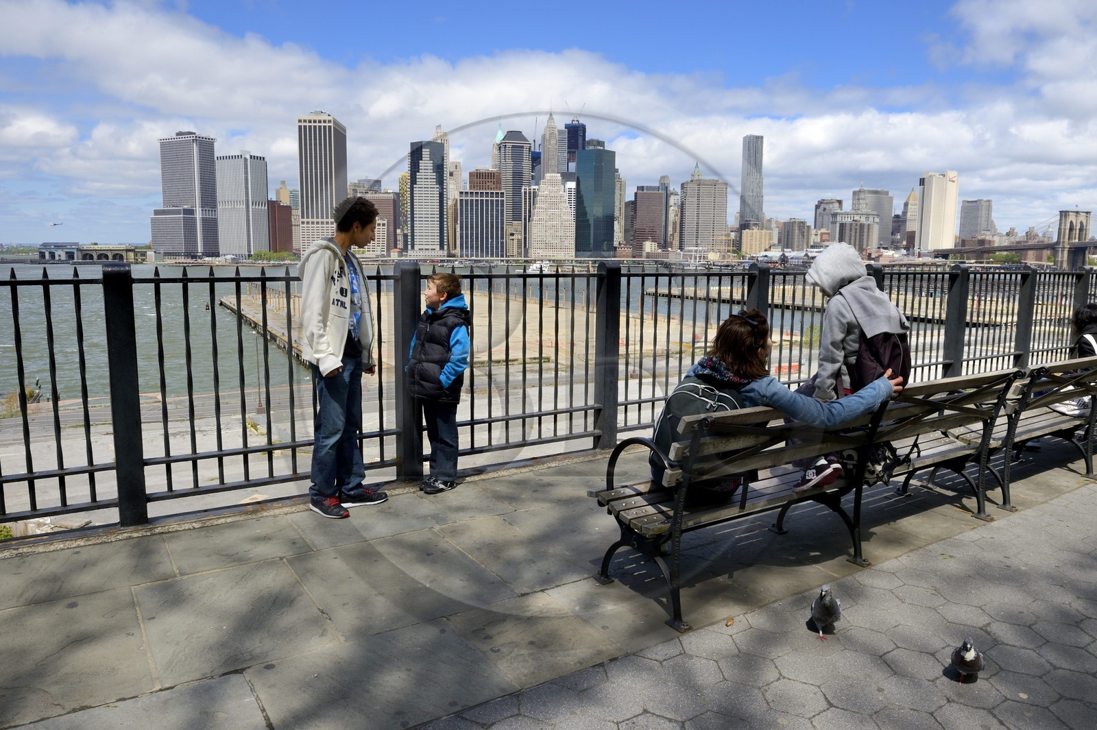 Etats-Unis, New York, Downtown Manhattan vue de la promenade à Brooklyn