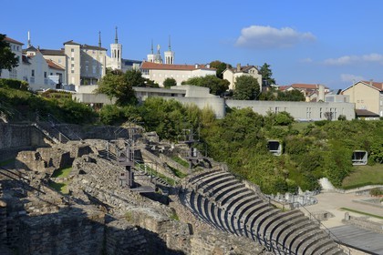 France, Rhône (69), Lyon, site historique classé Patrimoine Mondial de l'UNESCO, colline de Fourvière, théâtre romain