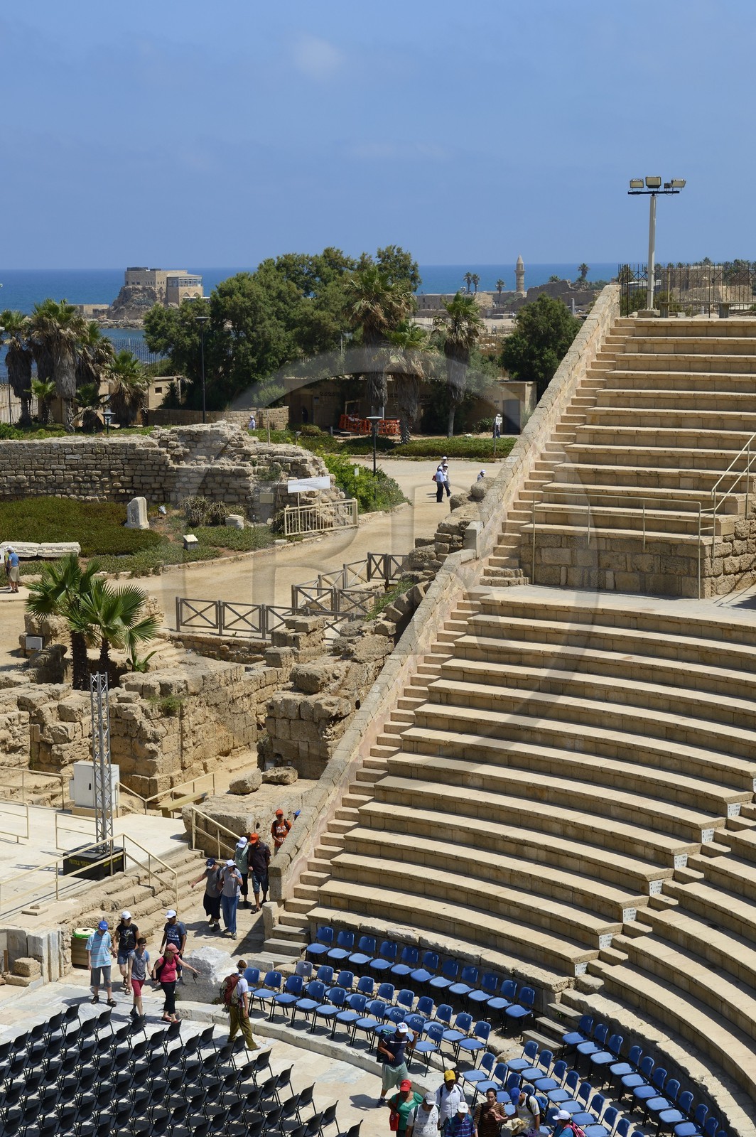 Israël, district d'Haifa, Césarée (Caesarea Maritima), ruines de Césarée, théâtre romain d'Hérode Ier Le Grand qui acceuille des concerts