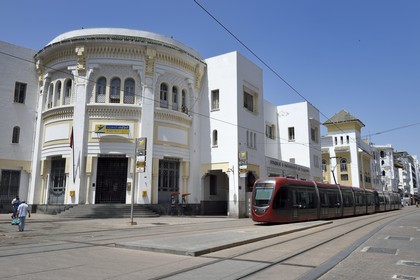 Morocco, Casablanca, Mohammed V boulevard, the Post Office built in 1918 by architect Pierre Bousquet and the Maroc-Soir building built in 1924 by architect Marius Boyer