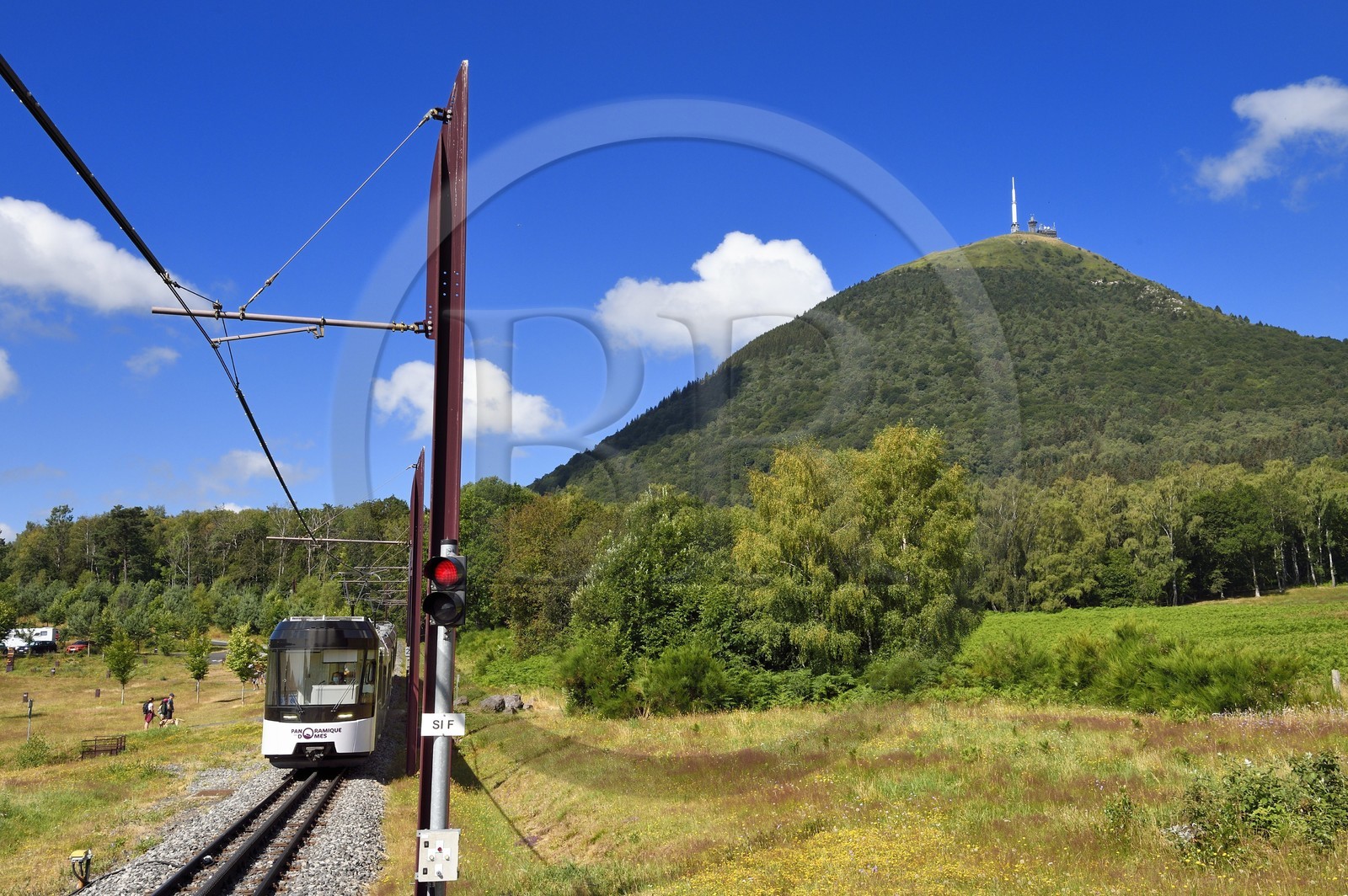 France, Puy de Dome, Parc Naturel Régional des Volcans d'Auvergne (regional nature park of Auvergne volcanoes), Chaine des Puys listed as World heritage by UNESCO, the Panoramic des Dômes cogwheel train that climbs to the top of the Puy de Dôme volcano