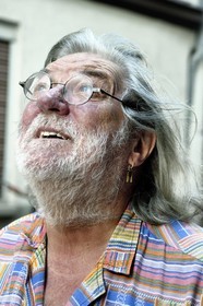 France, Bas Rhin, Strasbourg, old town listed as World Heritage by UNESCO, Roger Siffer, regionalist singer, humorist, comedian and radio man, he runs the theater and restaurant la choucrouterie (sauerkraut) since 1984