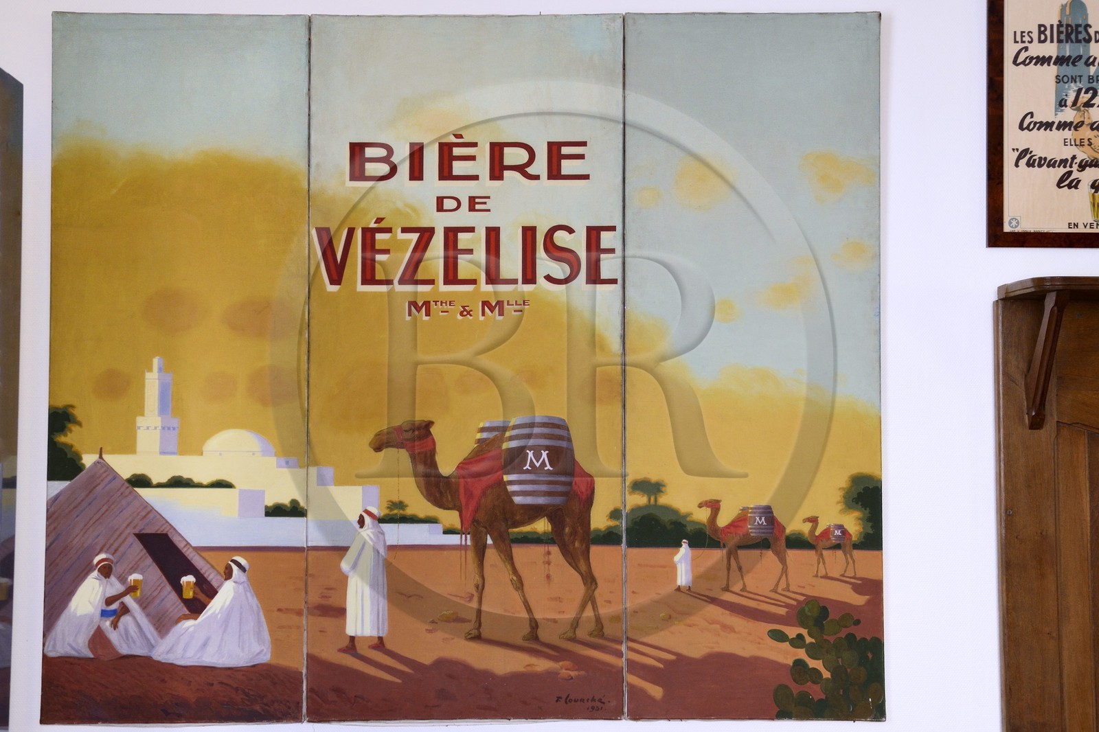 France, Meurthe-et-Moselle (54), Saint-Nicolas-de-Port, le Musée français de la brasserie, affiche présentée à l'exposition coloniale internationale de 1931 par la Brasserie de Vézelise