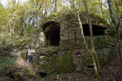 France, Meuse, Douaumont region, battle of Verdun, the Fort de Souville, the Peace time entry of built in stones around 1877-1878