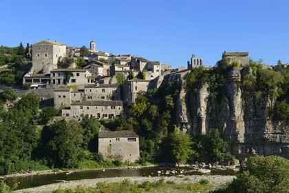 France, Ardeche, the Balazuc, labelled Les Plus Beaux Villages de France (The Most Beautiful Villages of France), overlooking the Ardeche river