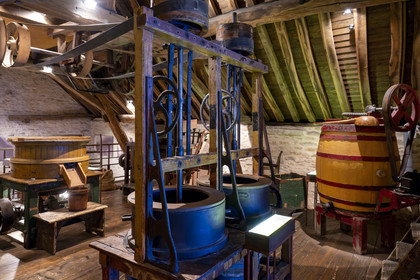 France, Cote d'Or, Climats terroirs of Burgundy listed as World Heritage by UNESCO, Beaune, the Fallot mustard factory, reconstruction of a workshop at the beginning of the 20th century in the museum
