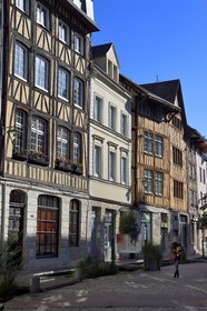 France, Seine-Maritime, Rouen, the Eau-de-Robec street with a reconstitution of the river that flowed there in the past