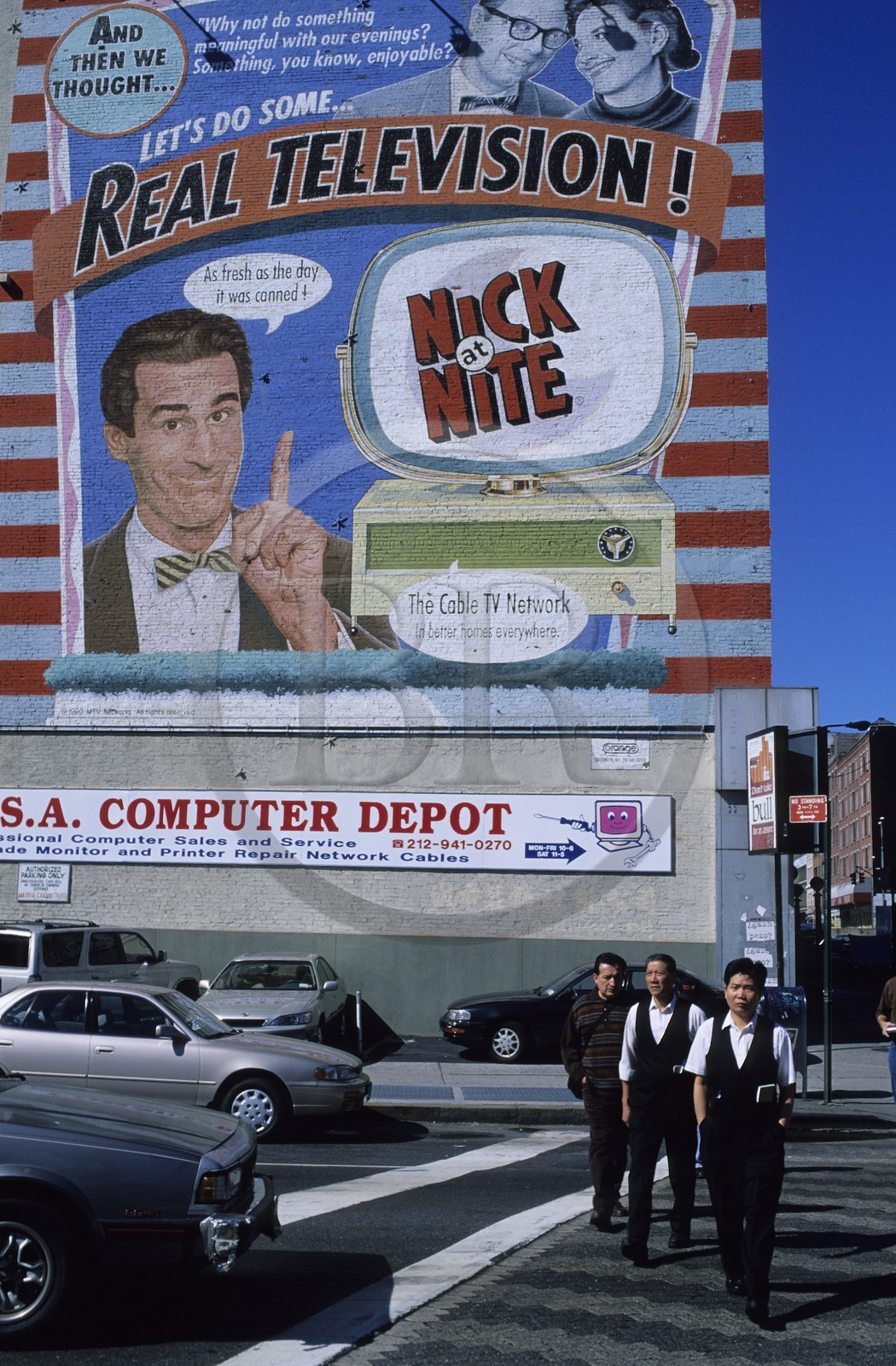 Etats-Unis, New York, Manhattan, Soho, publicité géante sur Canal Street