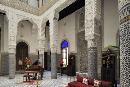 Maroc, Moyen Atlas, Fès, ville impériale, médina classée Patrimoine Mondial de l'UNESCO, hôtel de luxe Riad Fes