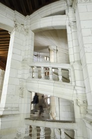 France, Loir et Cher (41), Vallée de la Loire classée Patrimoine Mondial de l' UNESCO, château de Chambord, l'escalier à double révolution attribué à Léonard de Vinci