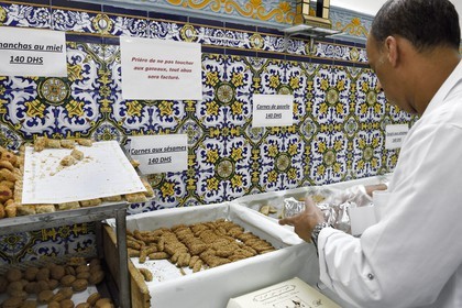 Morocco, Casablanca, Habous district, the well known patisserie Bennis