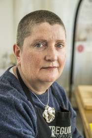 France, Côtes-d'Armor, Tréguier, Delphine Le Poupon craftsman of nacre Art in the Ys Paris creative workshop